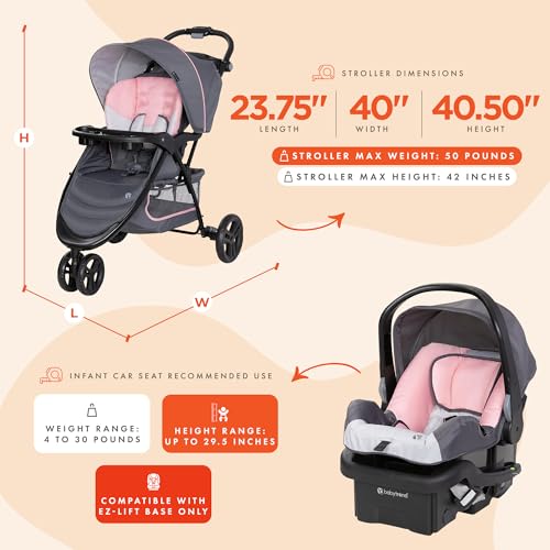 Baby Trend EZ Ride Travel System with EZ - Lift™ Infant Car Seat (Dash Pink) - Kidsy