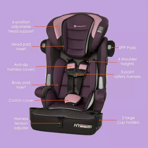 Baby Trend Hybrid SI 3 - in - 1 Booster Car Seat (Dash Orchid) - Kidsy