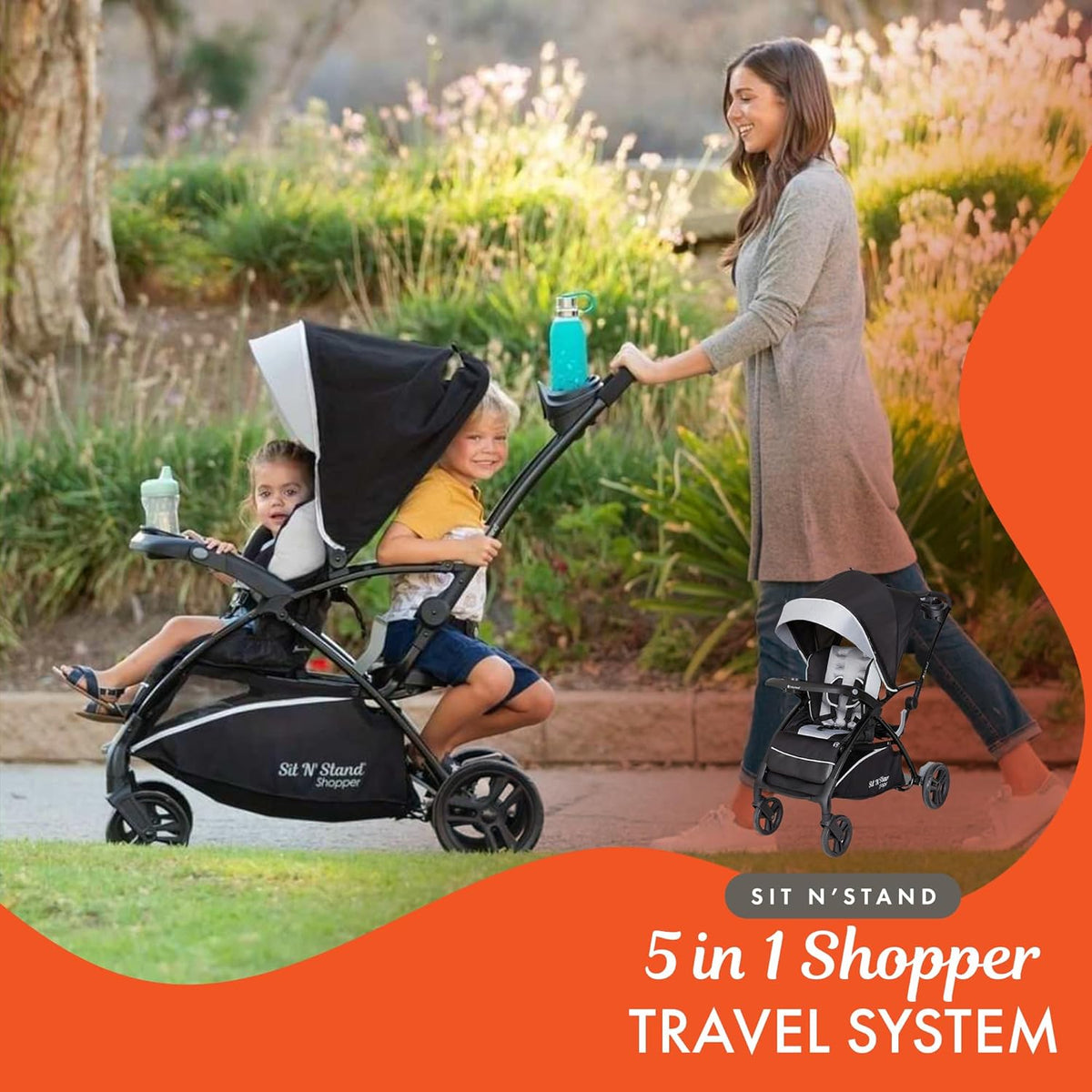 Baby Trend Sit N’ Stand 5 - in - 1 Shopper Travel System (Moondust) - Kidsy