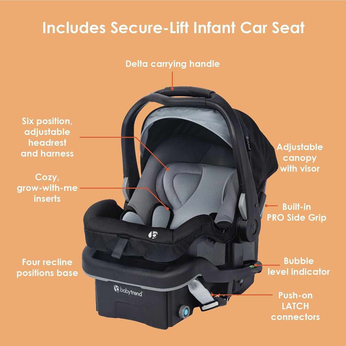 Baby Trend Tango PRO Travel System with Secure-Lift Infant Car Seat (Dash Black) - Kidsy