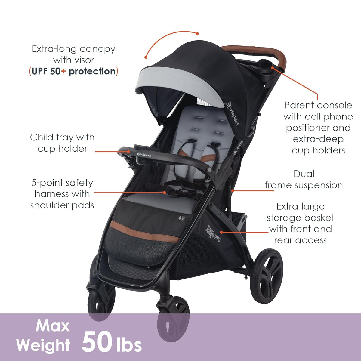 Baby Trend Tango PRO Travel System with Secure-Lift Infant Car Seat (Dash Black) - Kidsy