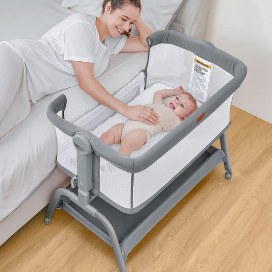 BabyBond 3 in 1 Baby Bassinet Bedside Sleeper (Grey) - Kidsy