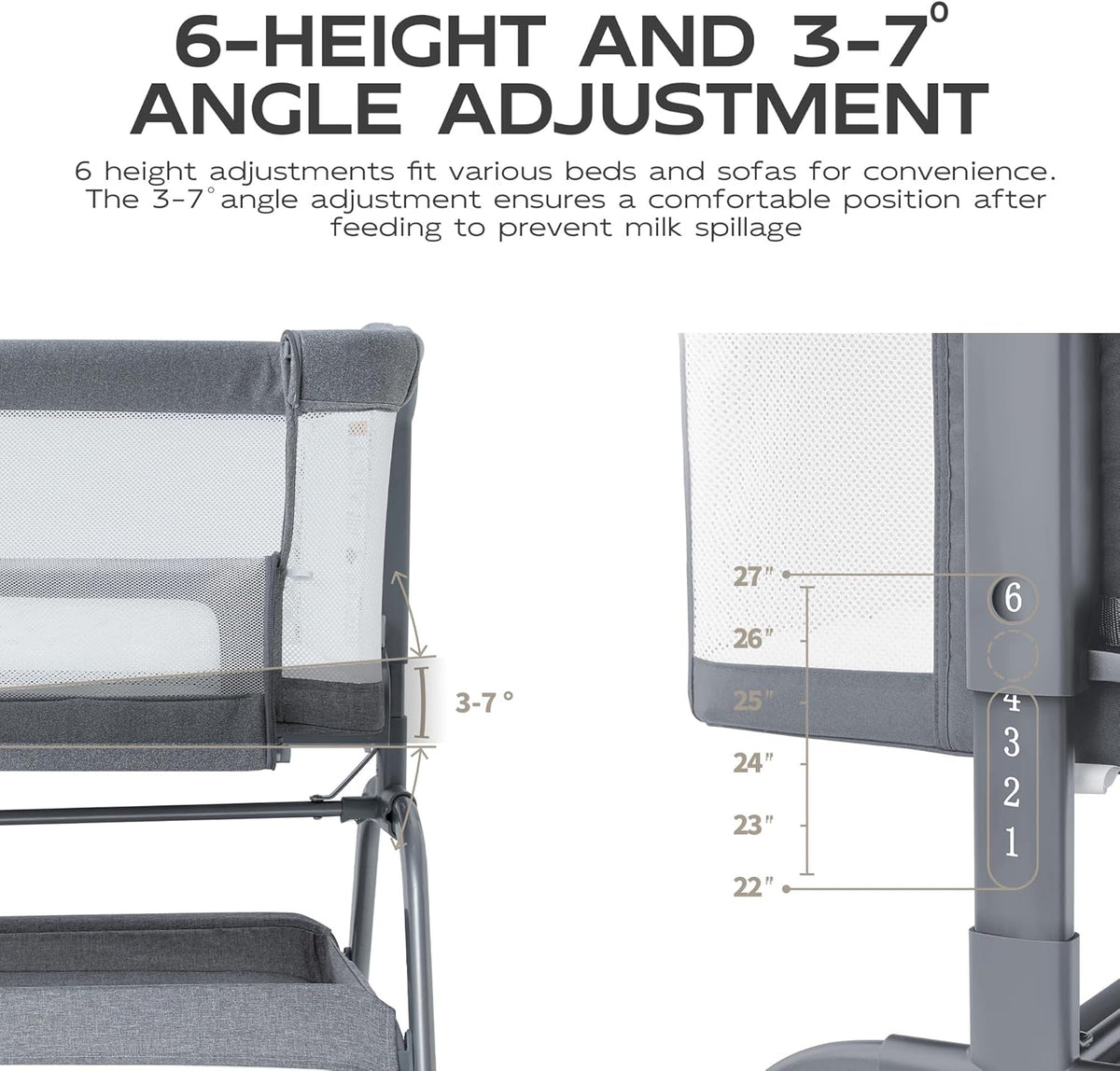 BabyBond 3 in 1 Baby Bassinet Bedside Sleeper (Grey) - Kidsy