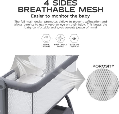 BabyBond 3 in 1 Baby Bassinet Bedside Sleeper (Grey) - Kidsy