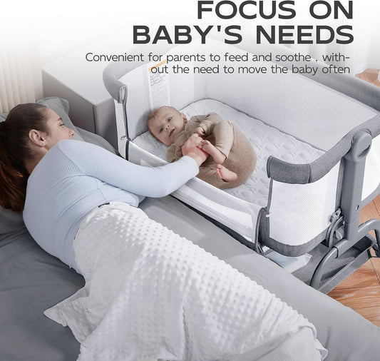 BabyBond 3 in 1 Baby Bassinet Bedside Sleeper (Grey) - Kidsy