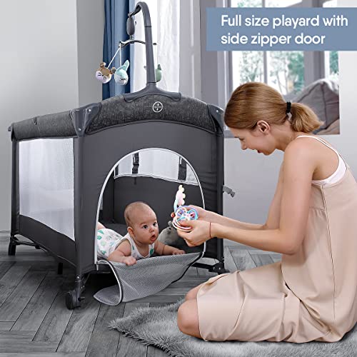 BabyBond 5 - in - 1 Bassinet & Playard (Grey) - Kidsy