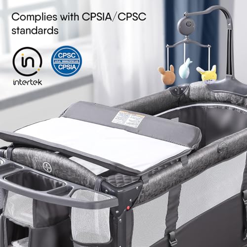 BabyBond 5 - in - 1 Bassinet & Playard (Grey) - Kidsy