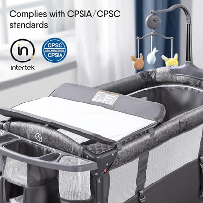 BabyBond 5 - in - 1 Bassinet & Playard (Grey) - Kidsy