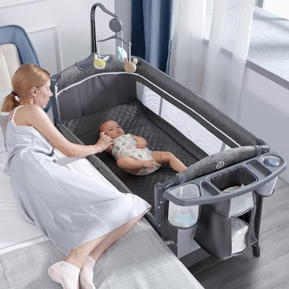 BabyBond 5 - in - 1 Bassinet & Playard (Grey) - Kidsy