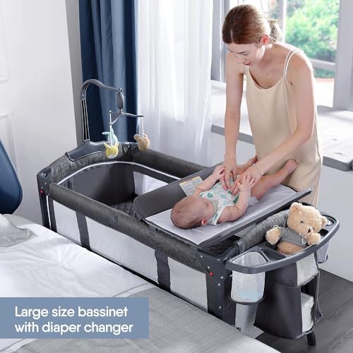 BabyBond 5 - in - 1 Bassinet & Playard (Grey) - Kidsy