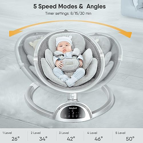 BabyBond Baby Bluetooth Infant Swing with Music Speaker (Silver) - Kidsy