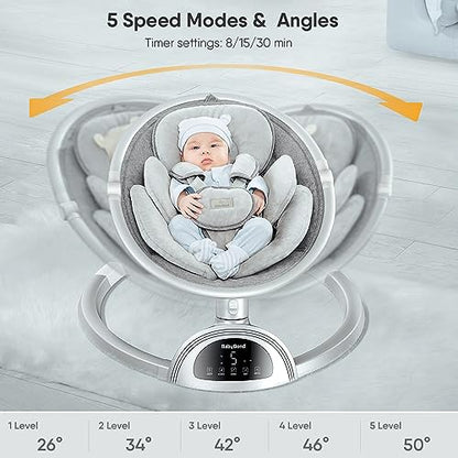 BabyBond Baby Bluetooth Infant Swing with Music Speaker (Silver) - Kidsy