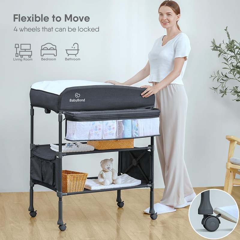 BabyBond Height Adjustable Portable Changing Table (Grey) - Kidsy