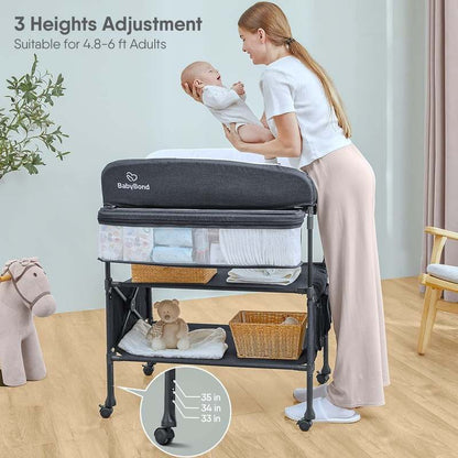 BabyBond Height Adjustable Portable Changing Table (Grey) - Kidsy