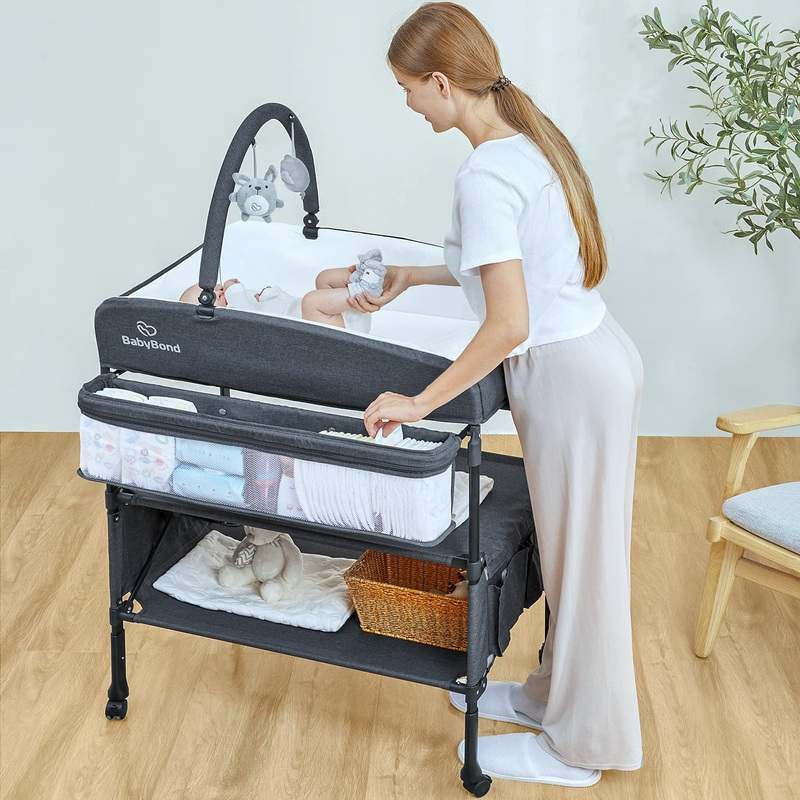 BabyBond Height Adjustable Portable Changing Table (Grey) - Kidsy