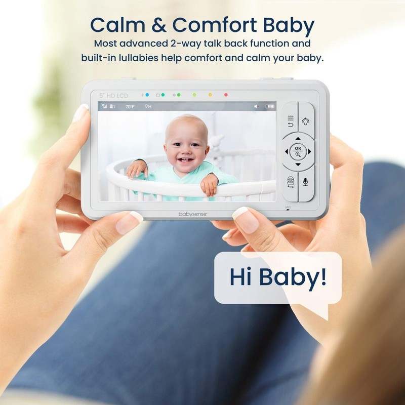 Babysense HD S2: Video Baby Monitor with 2 Cameras, Non Wifi, Split Screen & Night Light Machine - Kidsy