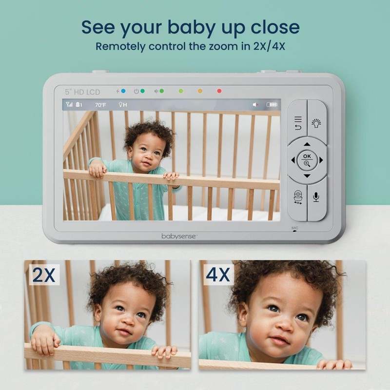Babysense HD S2: Video Baby Monitor with 2 Cameras, Non Wifi, Split Screen & Night Light Machine - Kidsy