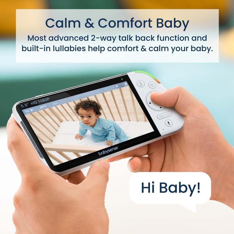 Babysense Max View: Video Baby Monitor with 2 Cameras, Non Wifi, Split Screen, Night Light & Sound Machine - Kidsy