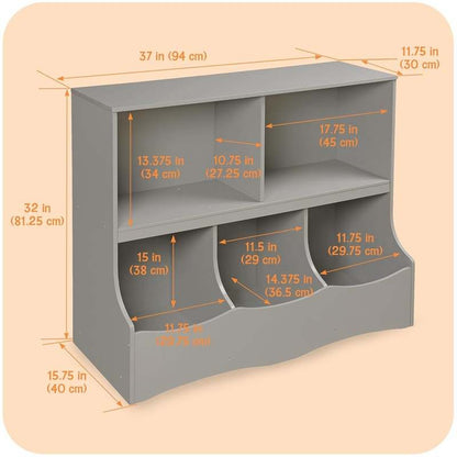 Badger Basket Multi - Bin Storage Cubby for Kids (Grey) - Kidsy