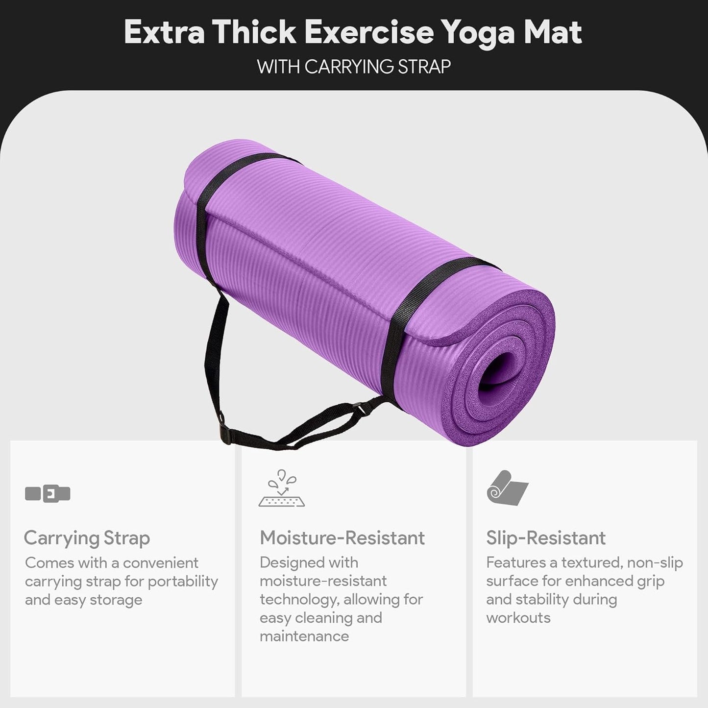 BalanceFrom All - Purpose 1 - Inch Exercise Yoga Mat (Purple) - Kidsy