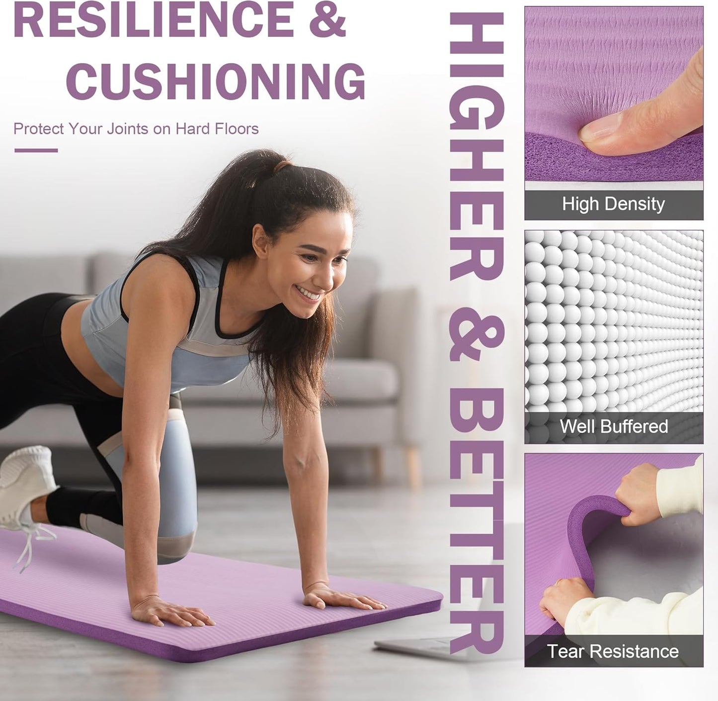 BalanceFrom Extra Thick High - Density Yoga Mat, 1 Inch (Taro Purple) - Kidsy