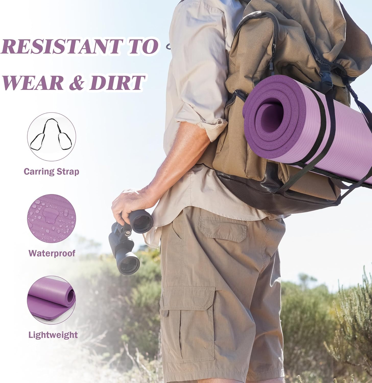 BalanceFrom Extra Thick High - Density Yoga Mat, 1 Inch (Taro Purple) - Kidsy