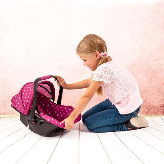Bayer Design Baby Doll Deluxe Car Seat with Canopy Polka dots (Pink) - Kidsy