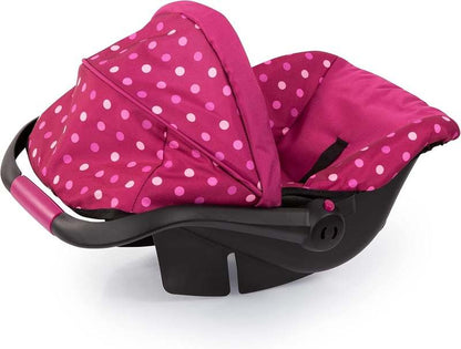 Bayer Design Baby Doll Deluxe Car Seat with Canopy Polka dots (Pink) - Kidsy