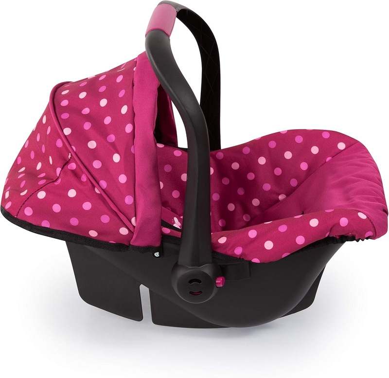 Bayer Design Baby Doll Deluxe Car Seat with Canopy Polka dots (Pink) - Kidsy