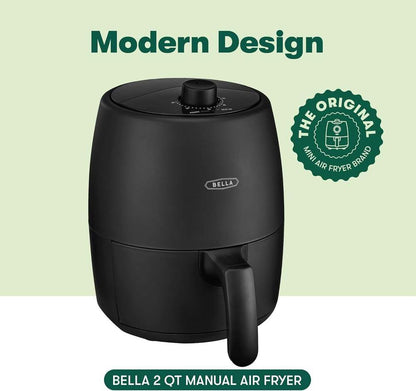 BELLA 2 Qt Manual Air Fryer & Multicooker 1200W (Matte Black) - Kidsy