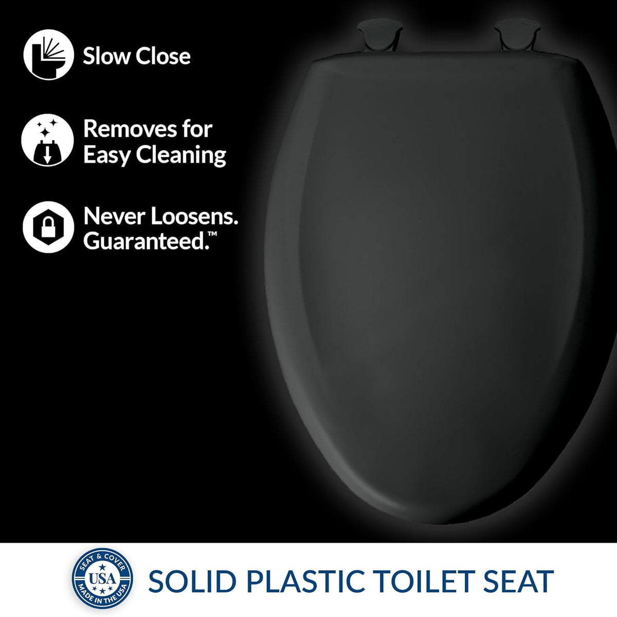 Bemis Classic Colors Slow Close Toilet Seat (Elongated, Black) - Kidsy