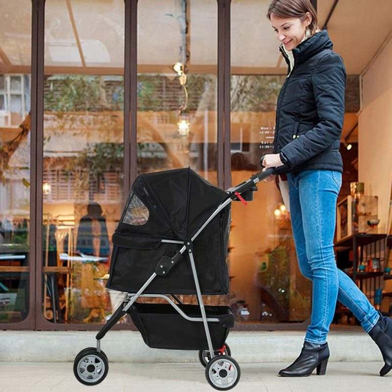 BestPet 3 - Wheel Foldable Pet Stroller (Black) - Kidsy