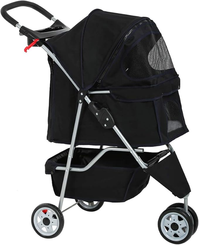 BestPet 3 - Wheel Foldable Pet Stroller (Black) - Kidsy