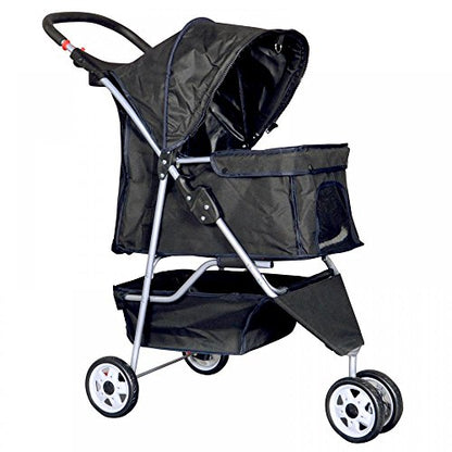 BestPet 3 - Wheel Foldable Pet Stroller (Black) - Kidsy