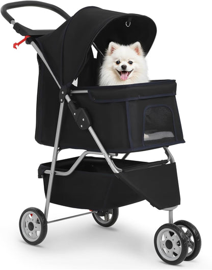BestPet 3 - Wheel Pet Stroller Dog and Cat Stroller (Black) - Kidsy
