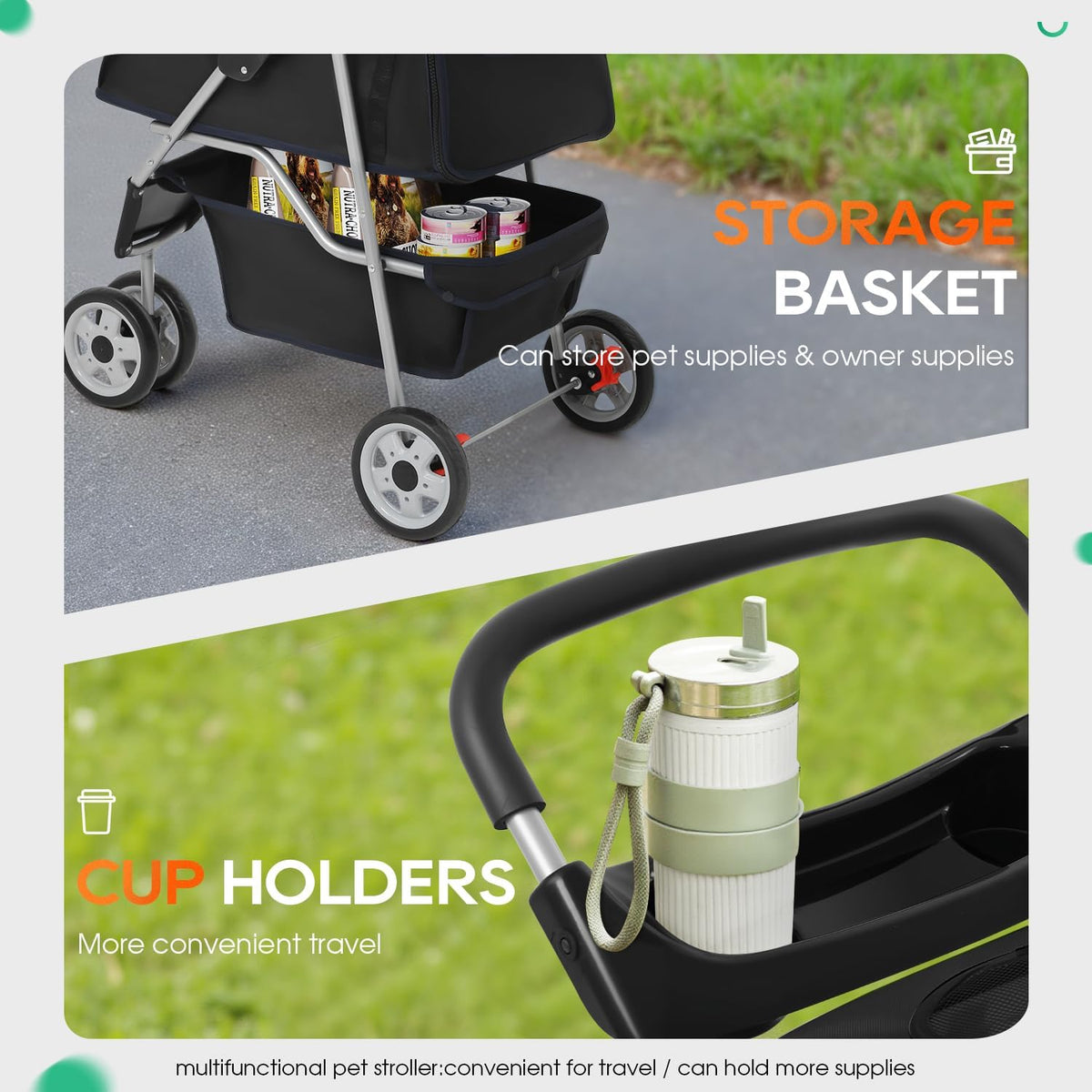 BestPet 3 - Wheel Pet Stroller Dog and Cat Stroller (Black) - Kidsy