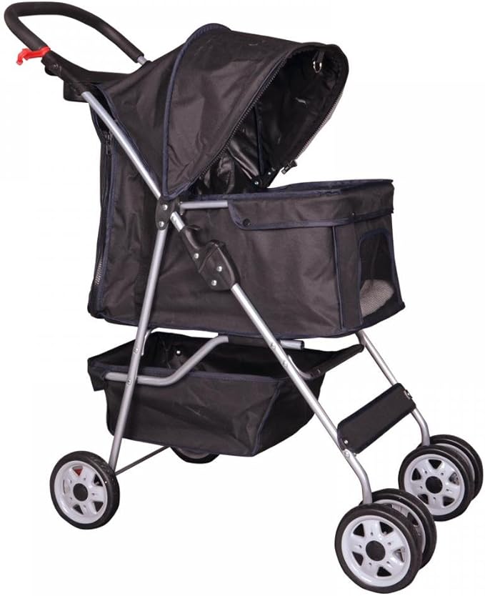 BestPet 4 - Wheel Folding Pet Stroller Carrier (Black) - Kidsy