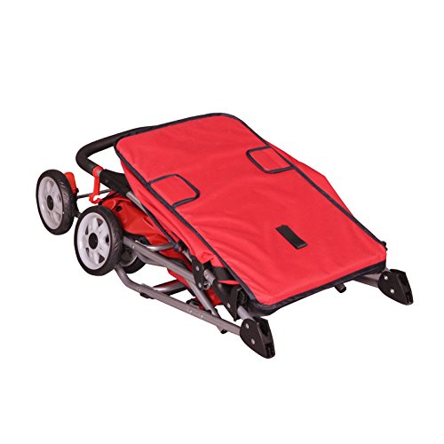 BestPet Pet Stroller Cat Dog Cage Stroller Travel Folding Carrier (Red, 4 Wheels) - Kidsy