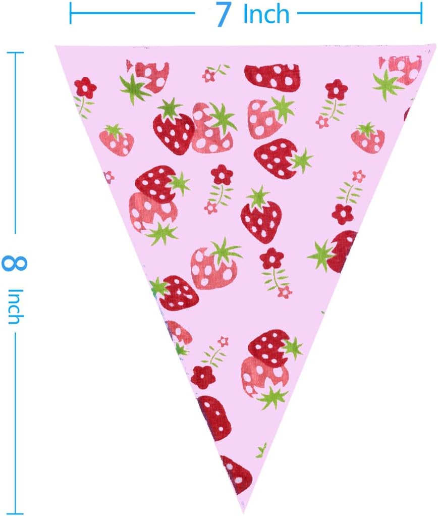 Besttideyes Strawberry Party Decorations Fabric Banner (11 - Piece, Pink/Red) - Kidsy