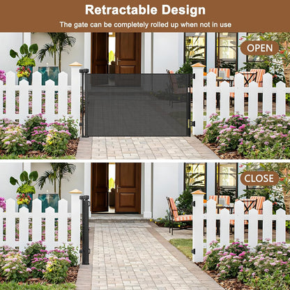 BETERTEK Outdoor Retractable Baby & Pet Gate, 55 Inches (Black) - Kidsy