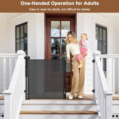 BETERTEK Outdoor Retractable Baby & Pet Gate, 55 Inches (Black) - Kidsy