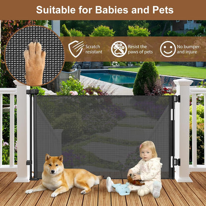 BETERTEK Outdoor Retractable Baby & Pet Gate, 55 Inches (Black) - Kidsy