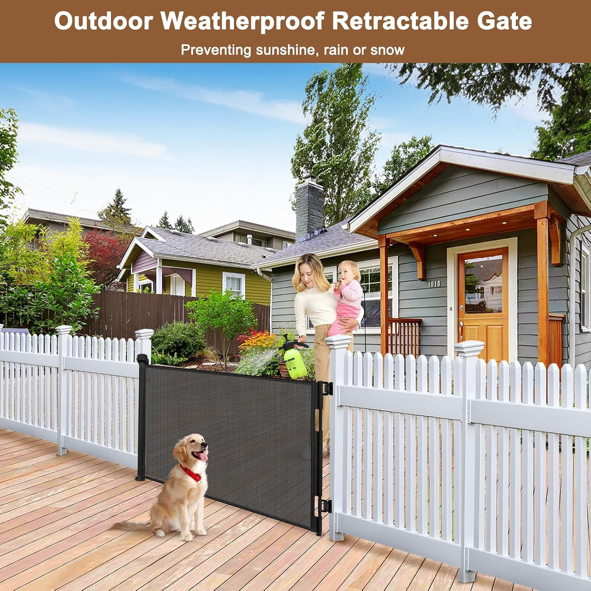 BETERTEK Outdoor Retractable Baby & Pet Gate, 55 Inches (Black) - Kidsy