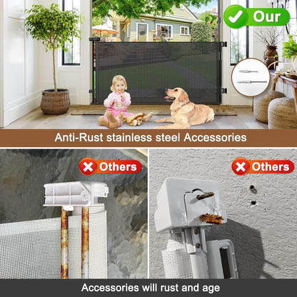 BETERTEK Outdoor Retractable Baby & Pet Gate, 55 Inches (Black) - Kidsy