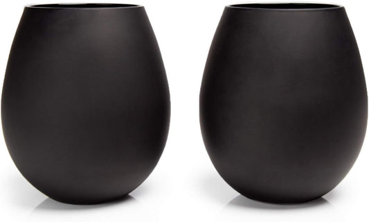 Big Betty - Premium XL Stemless Jumbo Wine Glass Set (Set of 2 - Matte Black) - Kidsy