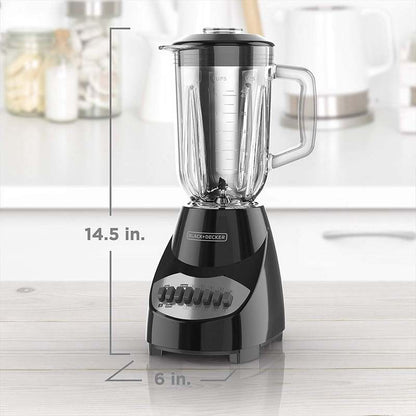 Black+Decker Countertop Blender with 6 - Cup Glass Jar, 10 - Speed Settings (Black) - Kidsy