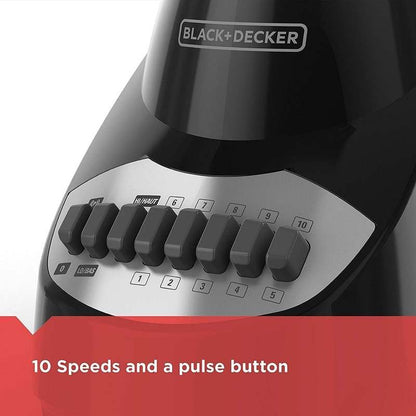 Black+Decker Countertop Blender with 6 - Cup Glass Jar, 10 - Speed Settings (Black) - Kidsy