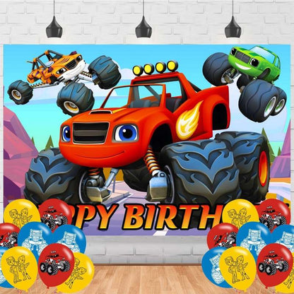 Blaze and The Monster Backdrop Birthday Banner - Kidsy