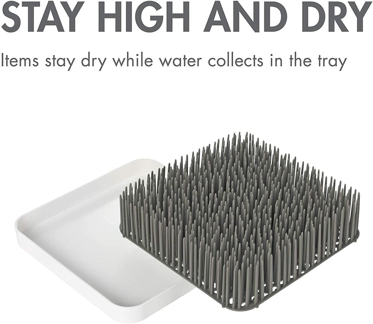 Boon Grass Plastic Drying Rack 9.75 x 9.88 x 3.0 inches (Gray) - Kidsy