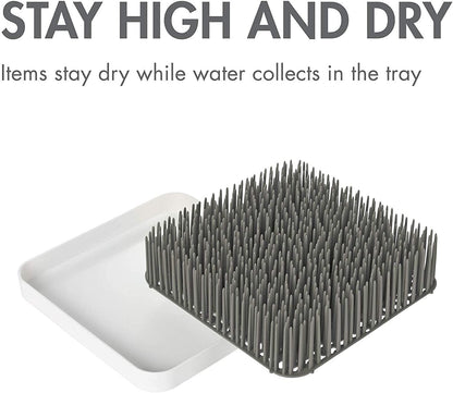 Boon Grass Plastic Drying Rack 9.75 x 9.88 x 3.0 inches (Gray) - Kidsy